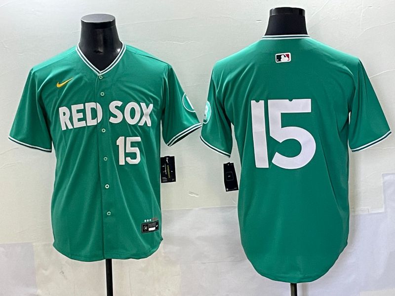 Men 2025 Boston Red Sox #15 No Name Dark Green Joint Name Nike MLB Jersey style 3